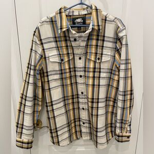 Roots Men’s Cream and Yellow Plaid Button-Down Shirt